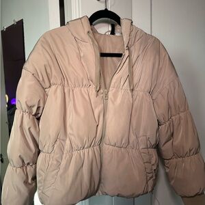 Tan H&M shrug puffer coat